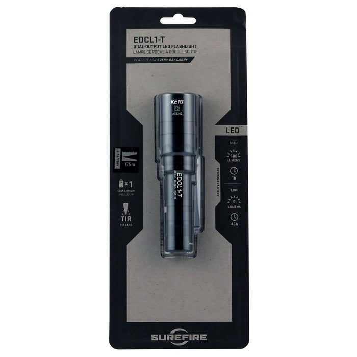 SureFire EDCL1T Everyday Carry Light 1 Black Anodized 5/500 Lumens White LED