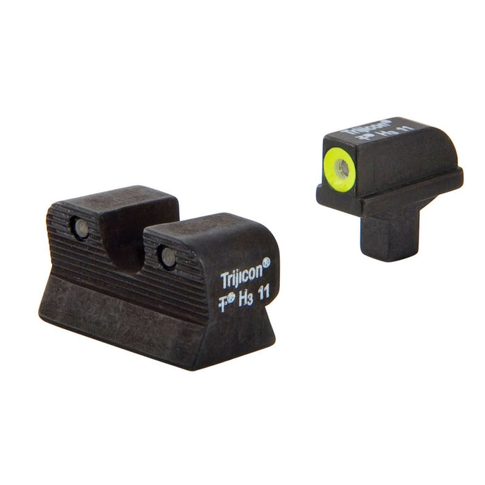 Trijicon 600514 HD Night Sights- Colt 1911 Black | Green Tritium Yellow Outline Front Sight Green Tritium Black Outline Rear Sight