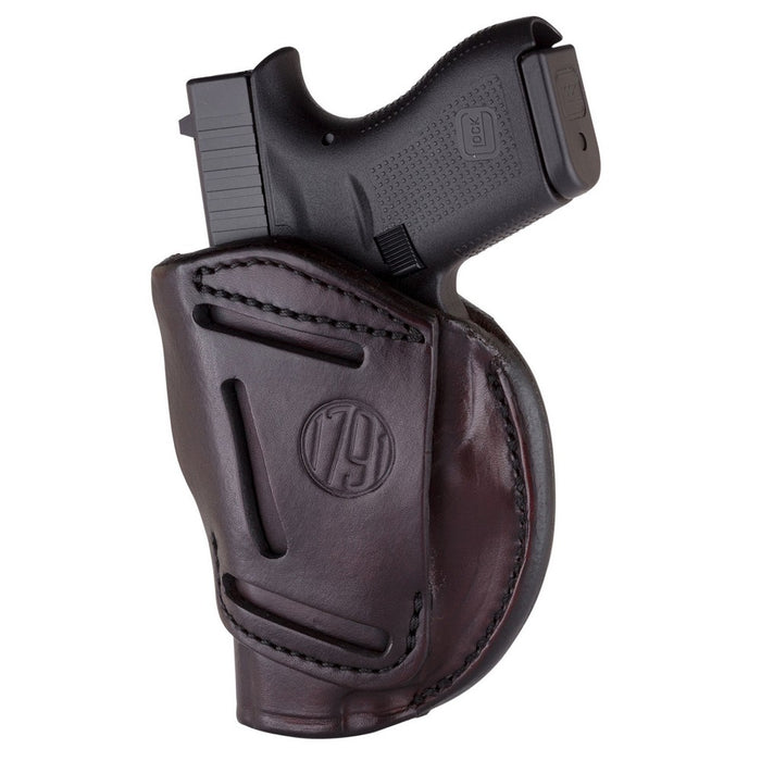 1791 Gunleather 4WH1SBRR 4-Way IWB/OWB 01 Signature Brown Leather Belt Clip Fits 3-4