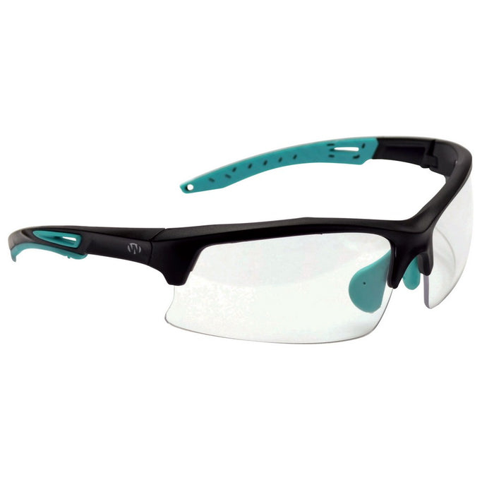 Walker's GWPTLSGLCLR Sport Glasses Adult Clear Lens Polycarbonate Black with Teal Accents Frame