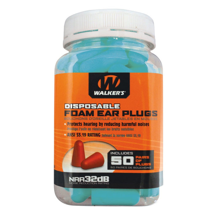 Walker's GWPFP50PKTL Foam Ear Plugs Foam 33 dB In The Ear Teal Adult 50 Pair