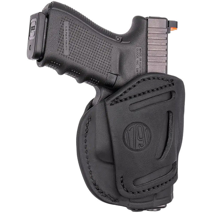 1791 Gunleather 4WH2SBLL 4-Way IWB/OWB Size 02 Stealth Black Leather Belt Clip Compatible w/Ruger LCP/S&W Bodyguard/Glock 42/43/43X Left Hand