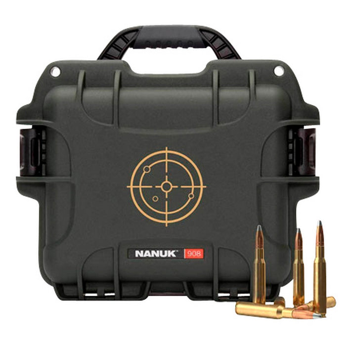 Nanuk 908AMMO1 908 Waterproof Black with White Target Logo Resin & Metal Eyelets Holds 600rds of 223 Rem