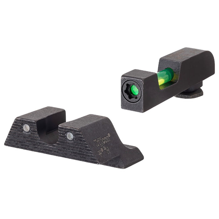 Trijicon 601106 DI Night Sight Set- Glock Small Frame Black | Green Tritium/Fiber Optic Front Sight Black Outline Front Sight Green Tritium Black Outline Rear Sight