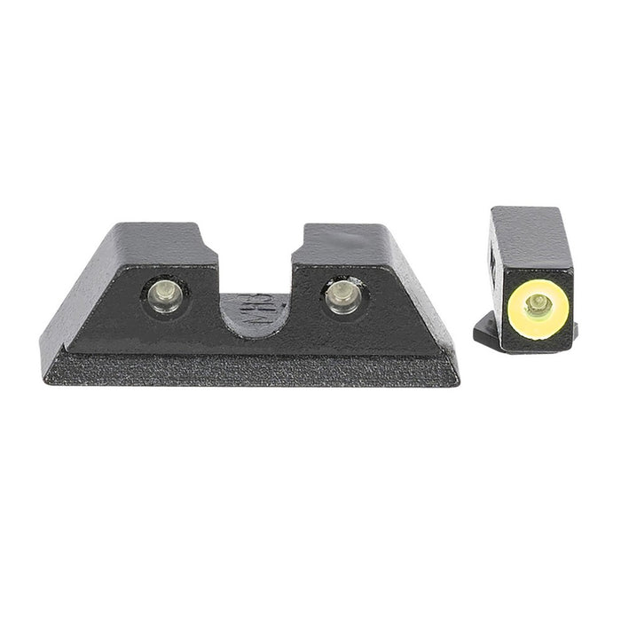 Meprolight USA 465003121 Hyper-Bright Black | Green Tritium with Yellow Phosphorescent Outline Front Sight Green Tritium with Black Outline Rear Sight Set