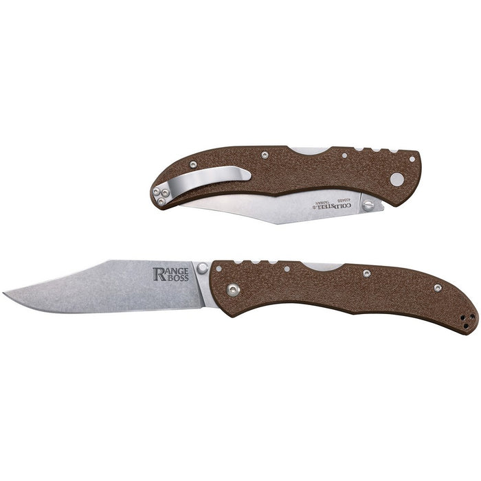 Cold Steel CS20KR9 Range Boss Folding Clip Point Plain Stonewashed 4034 SS Blade/5.25