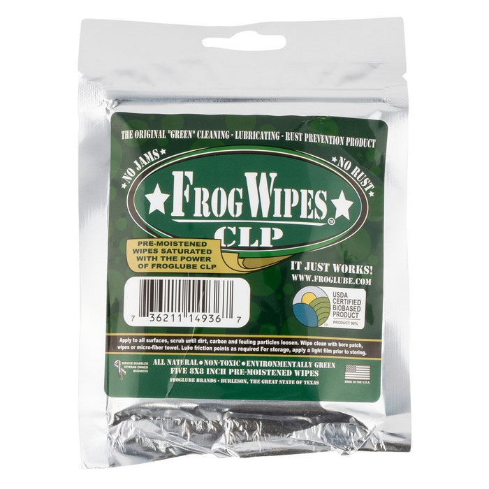 FrogLube 14936 FrogWipes Cleans, Lubricates, Prevents Rust & Corrosion Wipes 5 Pack