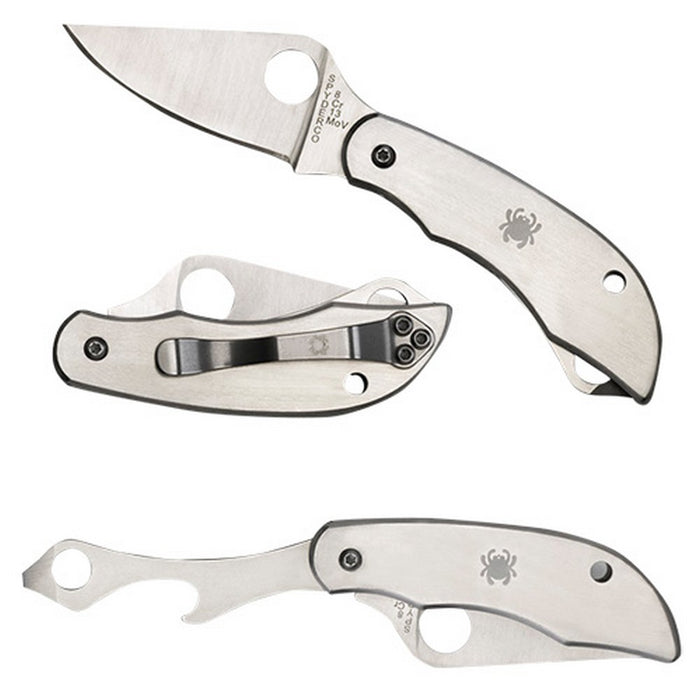 Spyderco C175P Clipitool Silver Stainless Steel Folding 8Cr13MoV SS 4.57