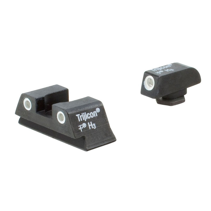 Trijicon 600777 Bright & Tough Night Sights- Glock Small Frames Black | Green Tritium White Outline Front Sight Green Tritium White Outline Rear Sight