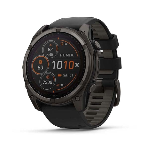 Garmin 0100290710 Fenix 8 Solar Gray Band Sunlight-Visible/Transflective MIP Display Compatible w/ iPhone/Android