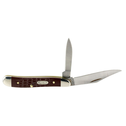 Case 00046 Peanut  2.10"/1.53" Folding Clip/Pen Plain As-Ground Tru-Sharp SS Blade/Brown Jigged Synthetic Handle