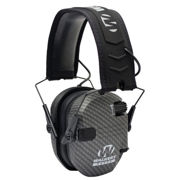 Walker's GWPRSEMCARB Razor Slim Electronic Muff 23 dB Over the Head Carbon Gray/Black Polymer