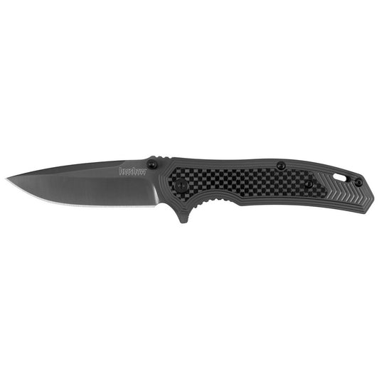 Kershaw 8310 Fringe  3" Folding Drop Point Plain Gray TiN 8Cr13MoV SS Blade Black/Gray Carbon Fiber/SS Handle Includes Pocket Clip