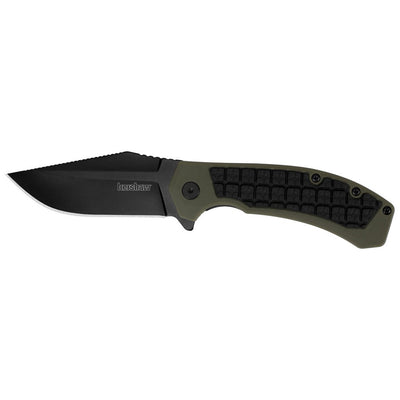 Kershaw 8760 Faultline  3" Folding Drop Point Plain Black Oxide 8Cr13MoV SS Blade Black/OD Green Glass-Filled Nylon Handle Includes Pocket Clip