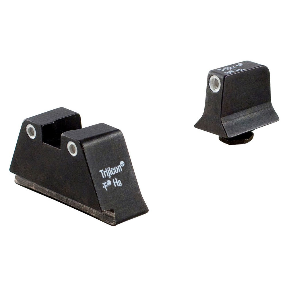 Trijicon 600689 Suppressor/Optic Height Sights- Glock Large Frames  Black | Green Tritium White Outline Front Sight Green Tritium White Outline Rear Sight