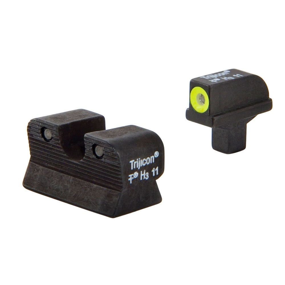 Trijicon 600514 HD Night Sights- Colt 1911  Black | Green Tritium Yellow Outline Front Sight Green Tritium Black Outline Rear Sight