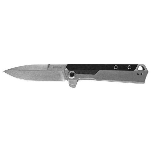 Kershaw 3860 Oblivion  3.50" Folding Spear Point Plain Stonewashed 8Cr13MoV SS Blade Black/Bead Blasted Glass-Filled Nylon Handle Includes Pocket Clip