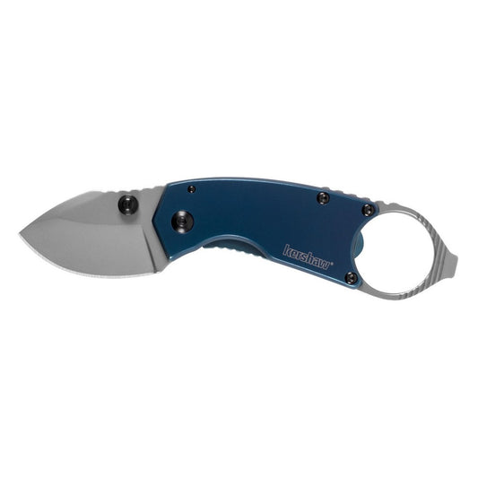 Kershaw 8710 Antic  1.70" Folding Drop Point Plain Bead Blasted 8Cr13MoV SS Blade Blue PVD Stainless Steel Handle Includes Pocket Clip