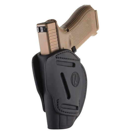 1791 Gunleather 3WH5SBLA 3-Way  IWB/OWB Size 05 Stealth Black Leather Belt Loop Compatible w/ Glock 17 Compatible w/ Springfield XD Compatible w/ S&W M&P Compatible w/ HK VP9 Ambidextrous Hand