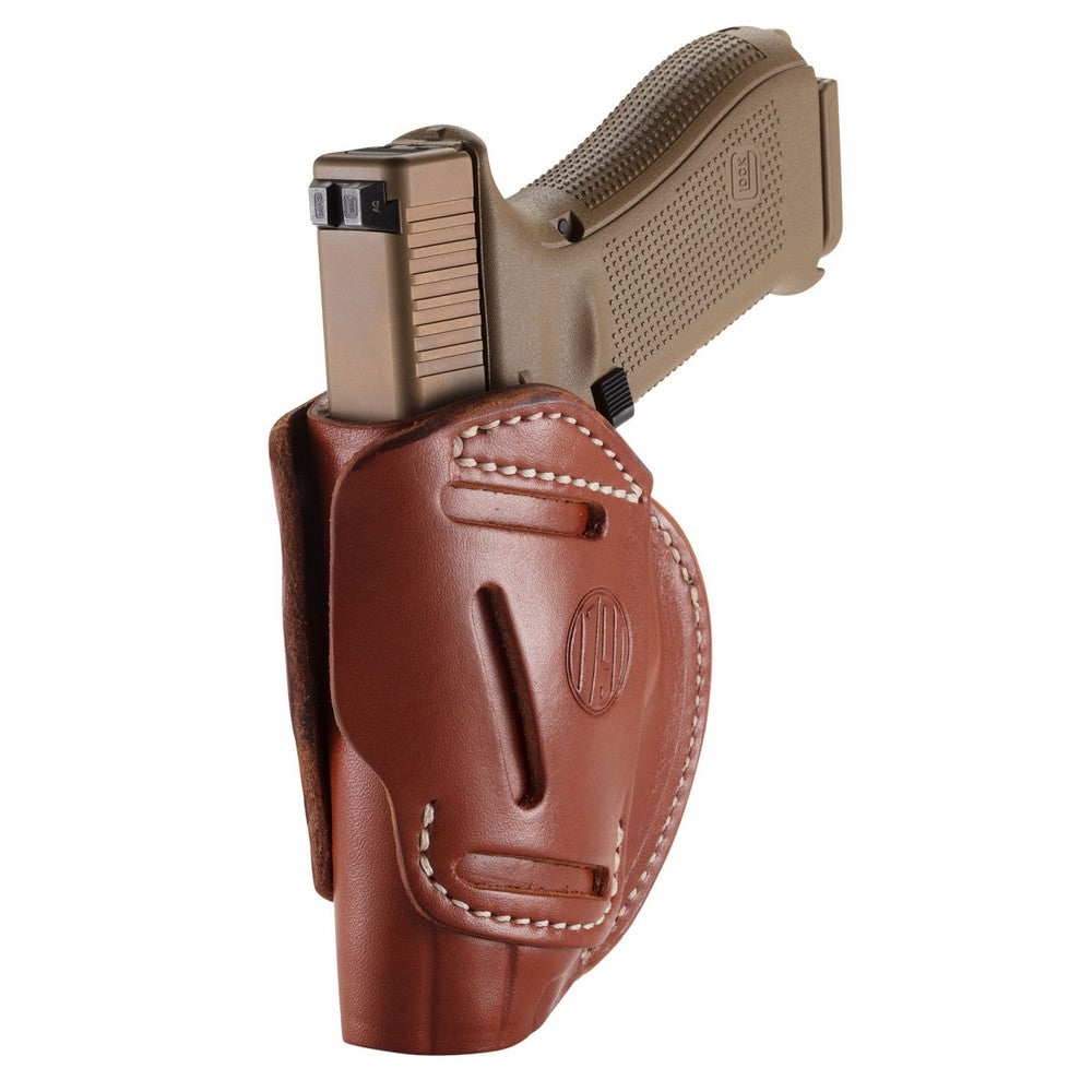 1791 Gunleather 3WH5CBRA 3-Way  IWB/OWB Size 05 Classic Brown Leather Belt Loop Compatible w/ Glock 17 Compatible w/ Springfield XD Compatible w/ S&W M&P Compatible w/ HK VP9 Ambidextrous Hand