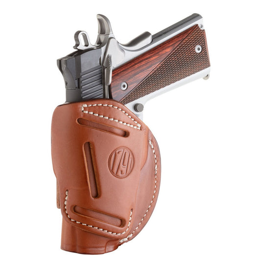 1791 Gunleather 4WH1CBRR 4-Way  IWB/OWB 01 Classic Brown Leather Belt Clip Fits 3-4" Barrel 1911