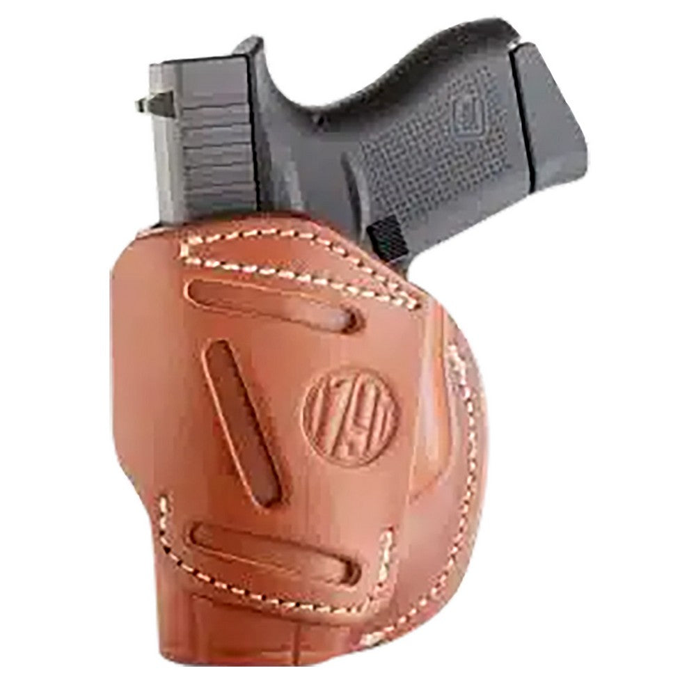 1791 Gunleather 4WH2CBRR 4-Way  IWB/OWB Size 02 Classic Brown Leather Belt Clip Compatible w/Ruger LCP/S&W Bodyguard/Glock 42/43/43X  Right Hand