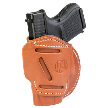 1791 Gunleather 4WH3CBRR 4-Way  IWB/OWB Size 03 Classic Brown Leather Belt Clip Compatible w/Glock 26/Ruger LC9/S&W M&P Shield 2.0 9/40 Right Hand