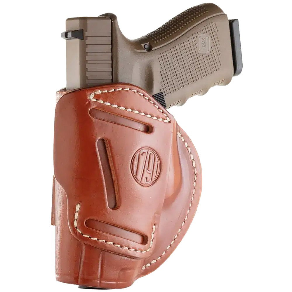 1791 Gunleather 4WH5CBRR 4-Way  IWB/OWB 05 Classic Brown Leather Belt Clip Fits S&W M&P/Springfield XD/Glock 17/HK VP9