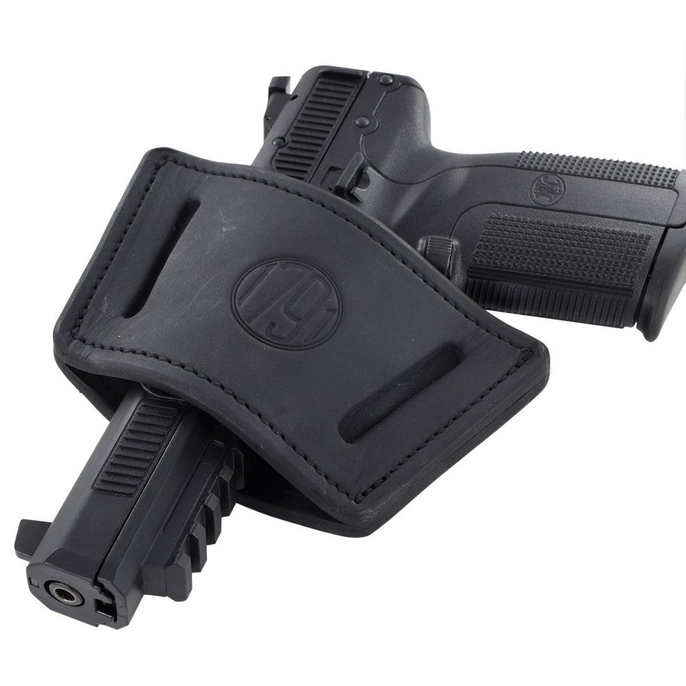 1791 Gunleather UIWXSBLA UIW Max  IWB/OWB Black Leather Belt Clip Fits Most Mid-Large Frame Autos with Rail, Laser & Light Ambidextrous