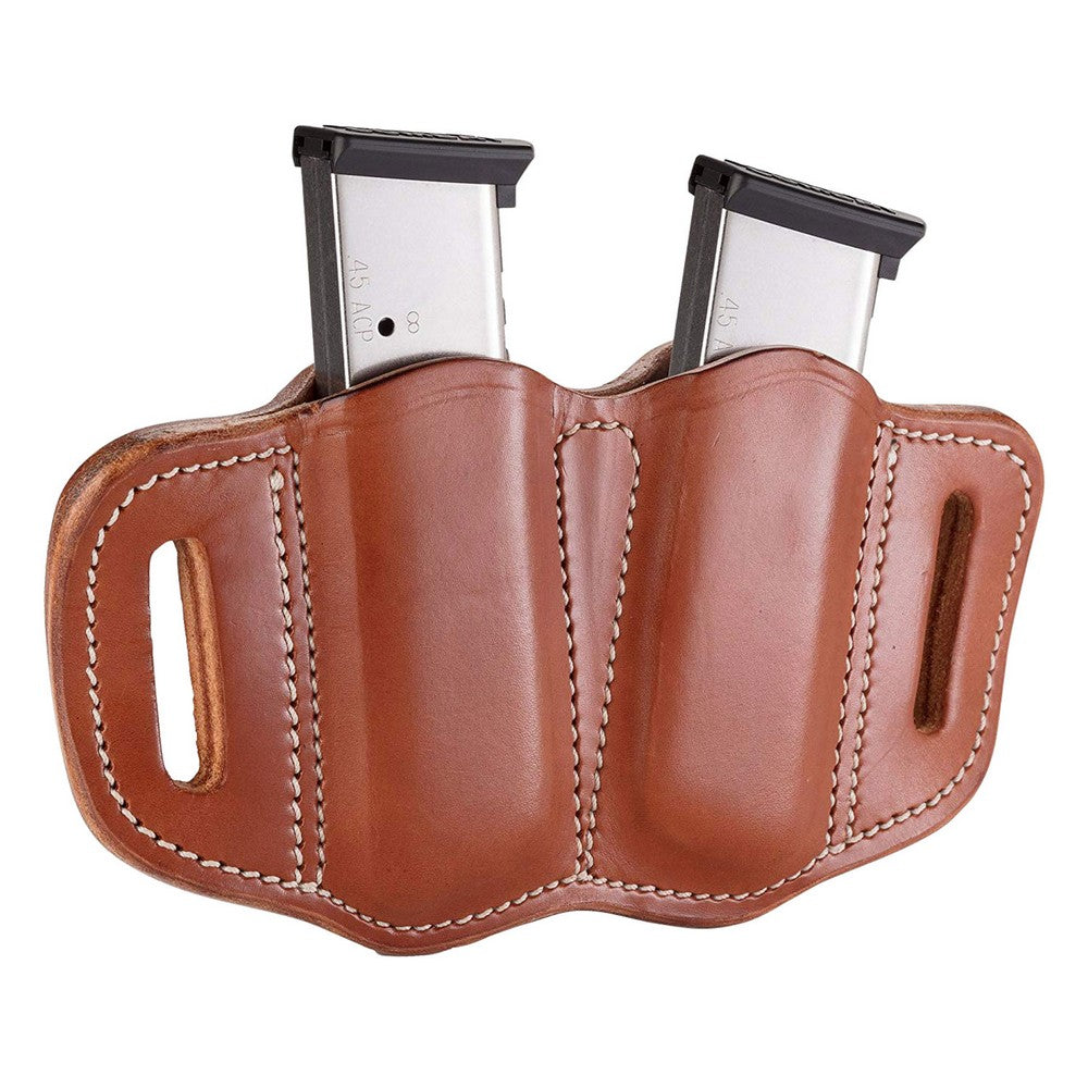 1791 Gunleather MAG21CBRA MAG2.1 Double Mag Holster Classic Brown Leather Belt Slide Belts 1.50" Wide Compatible w/ Single Stack Ambidextrous