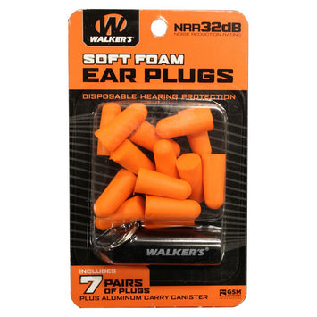 Walker's GWPPLGCANOR Foam Ear Plugs  32 dB Orange Adult 7 Pair
