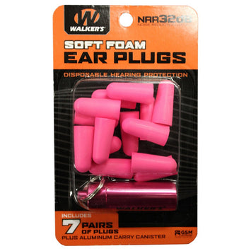 Walker's GWPPLGCANPK Foam Ear Plugs  32 dB Pink Adult 7 Pair