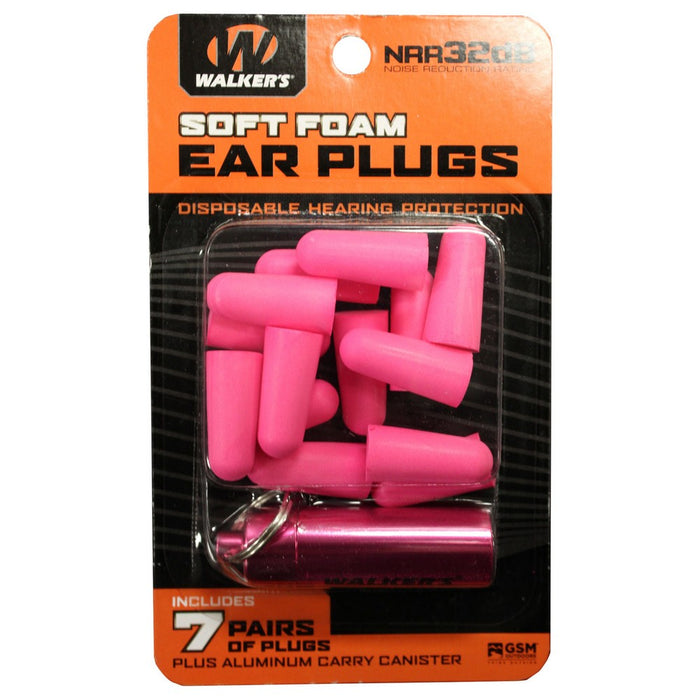 Walker's GWPPLGCANPK Foam Ear Plugs  32 dB Pink Adult 7 Pair