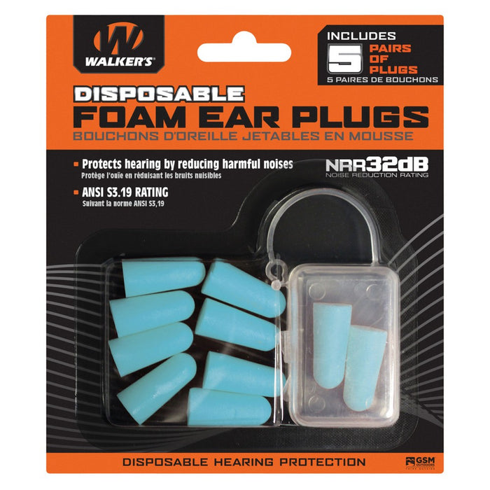 Walker's GWPFP5PKTL Foam Ear Plugs  Foam 33 dB In The Ear Teal 5 Pack