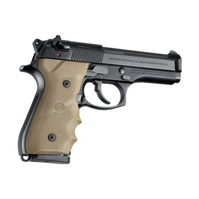 Hogue 92003 Rubber Grip Flat Dark Earth with Finger Grooves for Beretta 92, 96