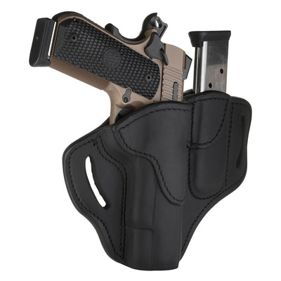 1791 Gunleather BH1M1SBLR BH1M1 Combo OWB 01 Stealth Black Leather Belt Slide Fits 4-5" 1911