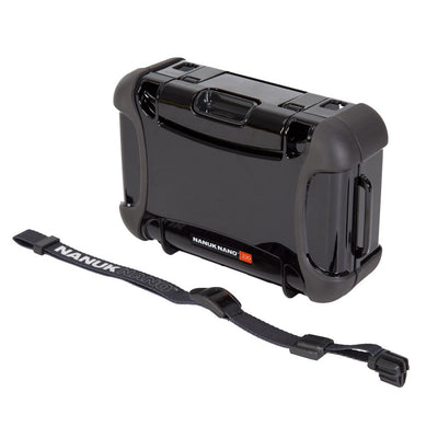 Nanuk 3300001 Nano 330 Water-Resistant Black Polycarbonate with PowerClaw Latches 6.70" L x 3.80" W x 1.90" H Interior Dimensions Includes Carry Strap