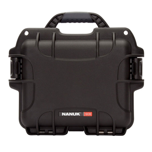 Nanuk 9081001 908  Waterproof Black Resin with Foam Padding & Airline Approved 9.50" L x 7.50" W x 7.50" H Interior Dimensions