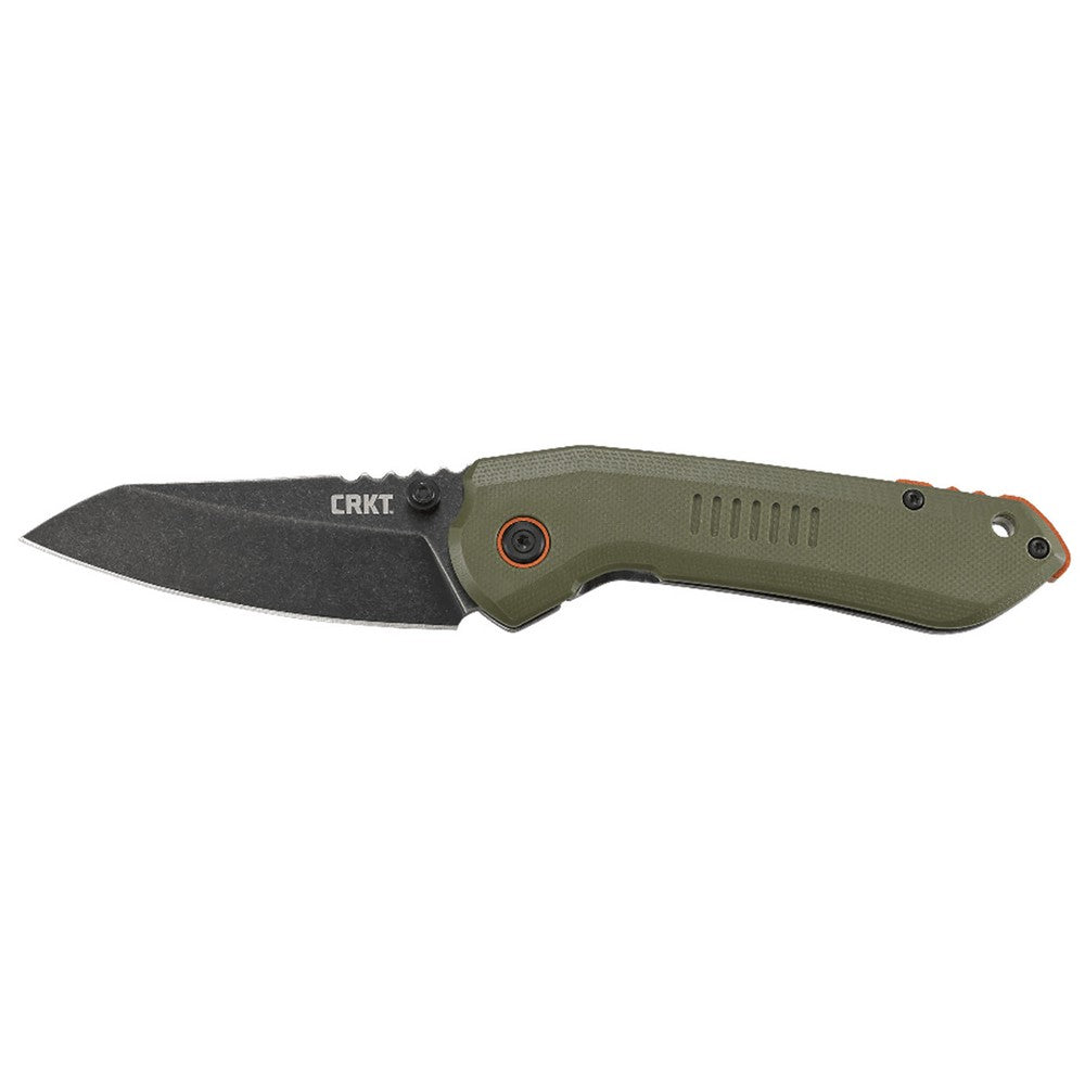 CRKT 6280 Overland  3" Folding Sheepsfoot Plain Stonewashed 8Cr13MoV SS Blade/ Green G10/SS Handle Includes Pocket Clip