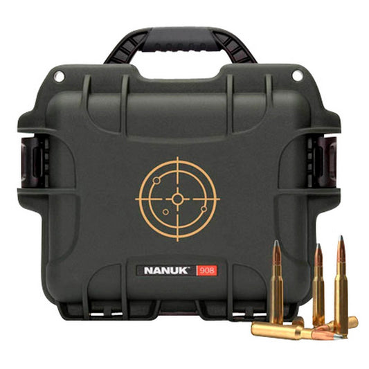 Nanuk 908AMMO1 908  Waterproof Black with White Target  Logo Resin & Metal Eyelets Holds 600rds of 223 Rem