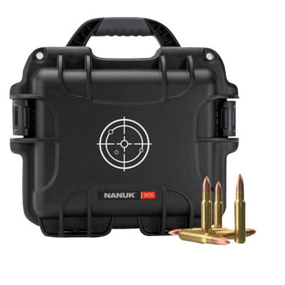 Nanuk 905AMMO1 905 Ammo Case Waterproof Black with White Target Logo Resin & Metal Eyelets Holds 525rds of 223 Rem