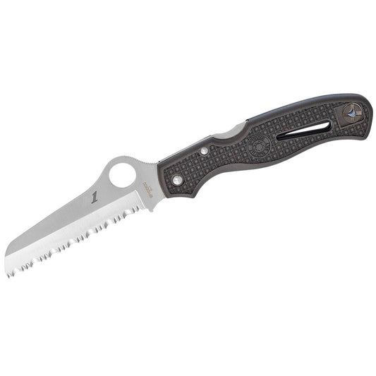 Spyderco C89SBK Atlantic Salt  3.69" Folding Sheepsfoot Serrated H1 Steel Blade Black Molded FRN Handle Includes Pocket Clip