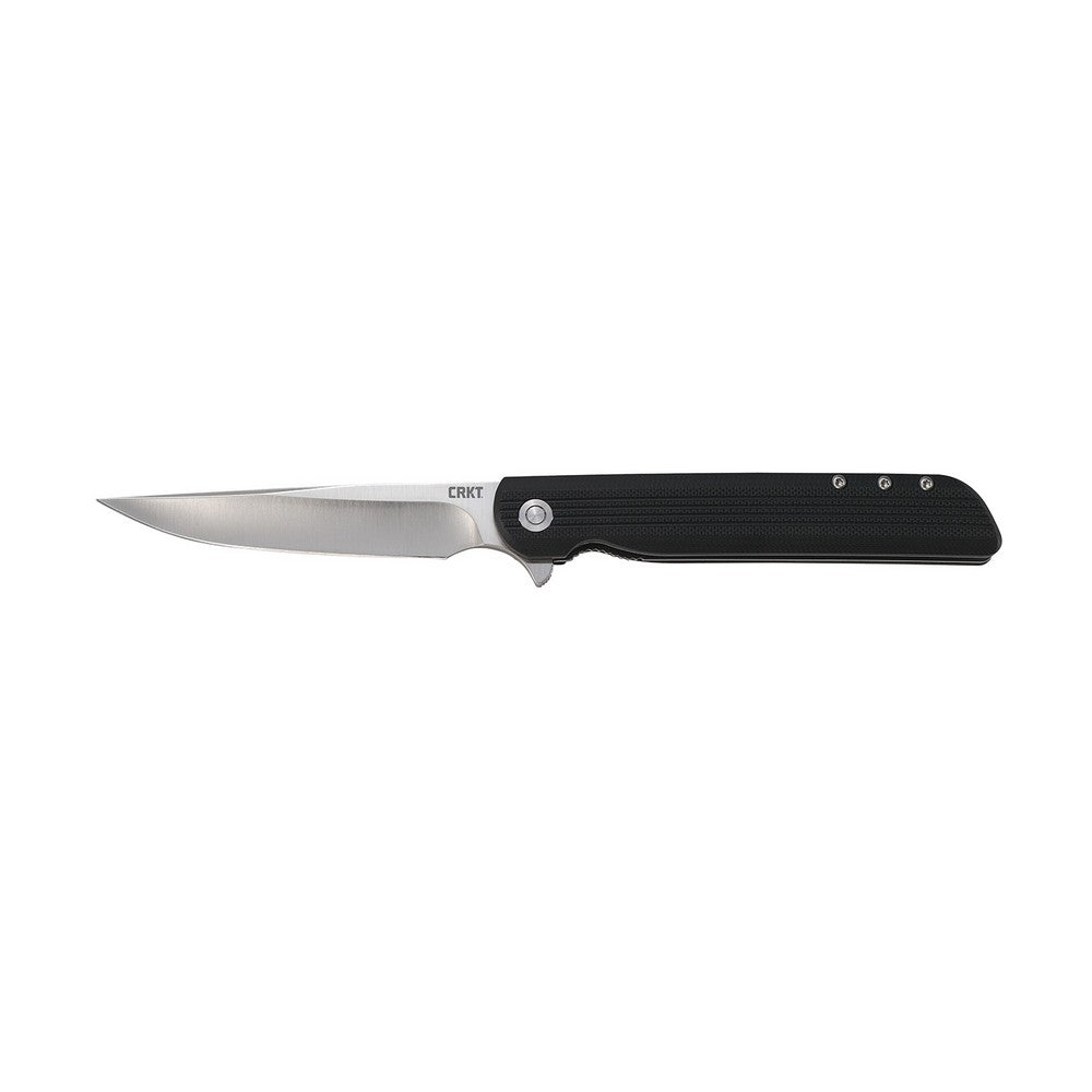 CRKT 3810 LCK +  Large 3.62" Folding Drop Point Plain Satin 8Cr13MoV SS Blade/ Black GRN Handle Includes Pocket Clip