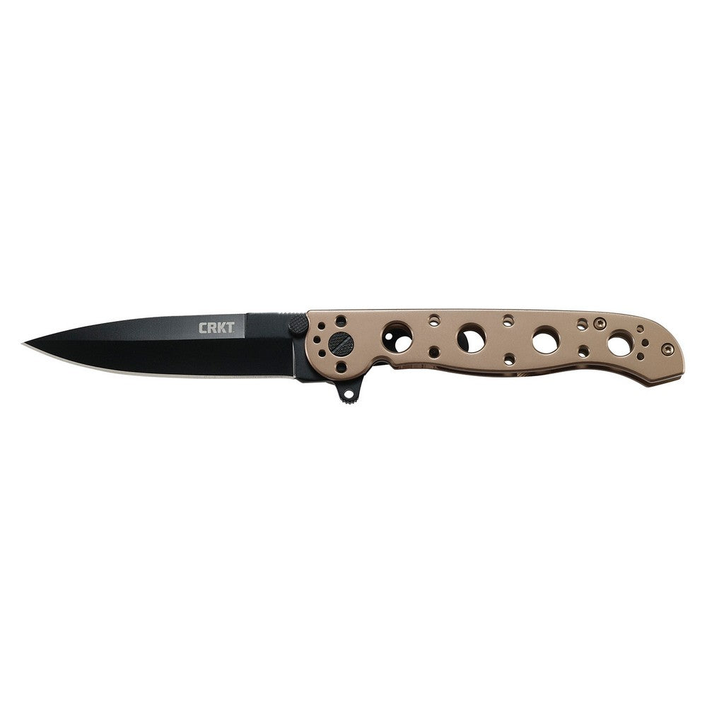 CRKT M1603BK M16 03BK 3.55" Flipper Spear Point Plain Black Oxide 12C27 Sandvik Blade, Bronze 2Cr13 Stainless Handle, Includes Pocket Clip