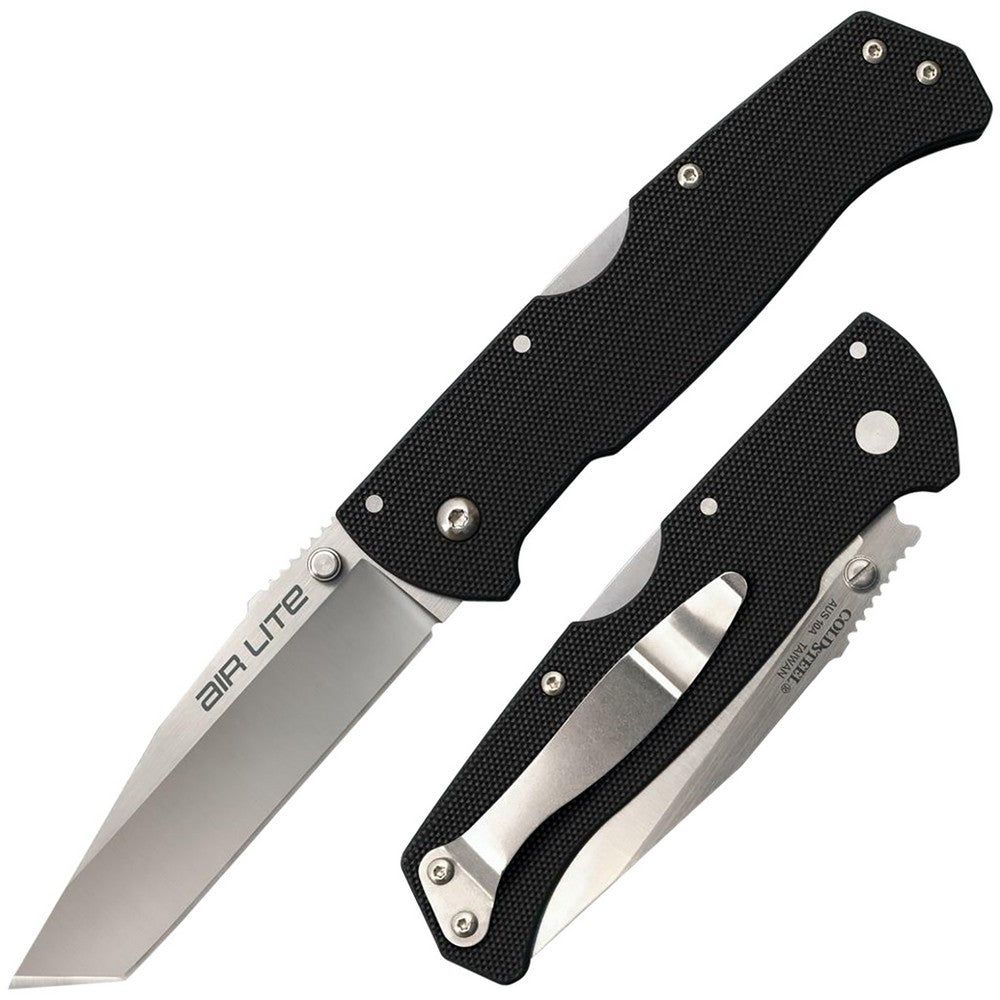 Cold Steel CS26WT Air Lite 3.50" Folding Tanto Plain AUS-10A SS Blade/Black G10 Handle Includes Pocket Clip