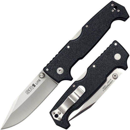 Cold Steel CS62K1 SR1 Lite 4" Folding Clip Point Plain 8Cr13MoV SS Blade/Black Griv-Ex Handle Includes Pocket Clip