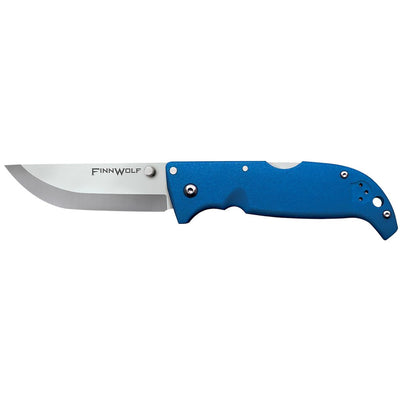 Cold Steel CS20NPG Finn Wolf 3.50" Folding Straight Back Plain Satin Polished AUS-8A SS Blade/Blue Griv-Ex Handle Includes Pocket Clip