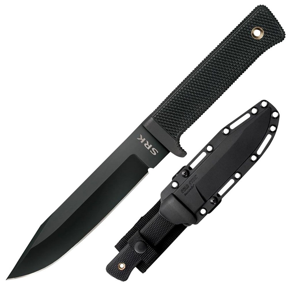 Cold Steel CS49LCK SRK  6" Fixed Clip Point Plain Black Tuff-Ex Finish SK-5 Steel Blade, 4.75" Black Kray-Ex Handle, Includes Sheath