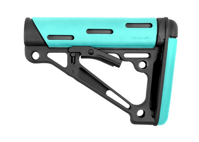 Hogue 13440 OverMolded Collapsible Buttstock Aqua OverMolded Rubber Black Synthetic AR-15, M16 with Mil-Spec Tube (Tube Not Included)