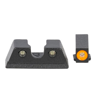 Meprolight USA 402203131 Hyper-Bright  Black | Green Tritium with Orange Outline Front Sight Green Tritium with Black Outline Rear Sight Set